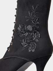 Joe Browns Black Grace Embroidered Lace Up Ankle Boots - Image 8 of 8