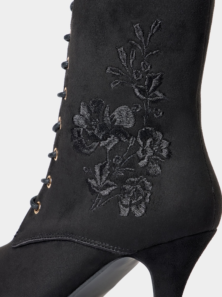 Joe Browns Black Grace Embroidered Lace Up Ankle Boots - Image 8 of 8 Joe Browns Black Grace Embroidered Lace Up Ankle Boots - Image 8 of 8