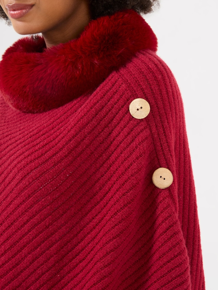 Joe Browns Red Winter Romance Faux Fur Poncho - Image 2 of 6 Joe Browns Red Winter Romance Faux Fur Poncho - Image 2 of 6