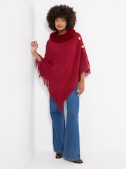 Joe Browns Red Winter Romance Faux Fur Poncho - Image 3 of 6