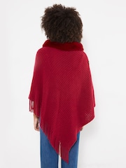 Joe Browns Red Winter Romance Faux Fur Poncho - Image 4 of 6