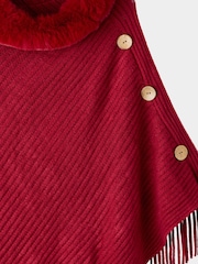 Joe Browns Red Winter Romance Faux Fur Poncho - Image 6 of 6