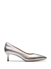 Clarks Silver Leather Adela Court Shoes - Image 1 of 7