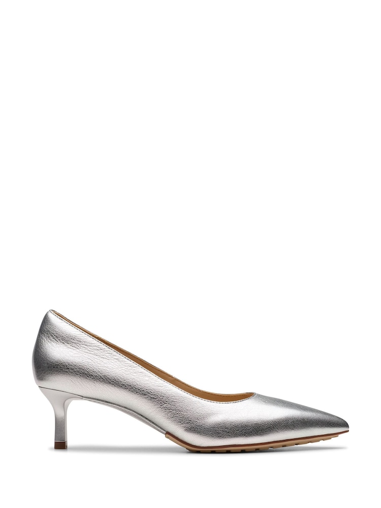 Clarks Silver Leather Adela Court Shoes - Image 1 of 7