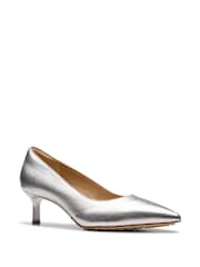 Clarks Silver Leather Adela Court Shoes - Image 3 of 7