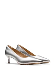 Clarks Silver Leather Adela Court Shoes - Image 4 of 7