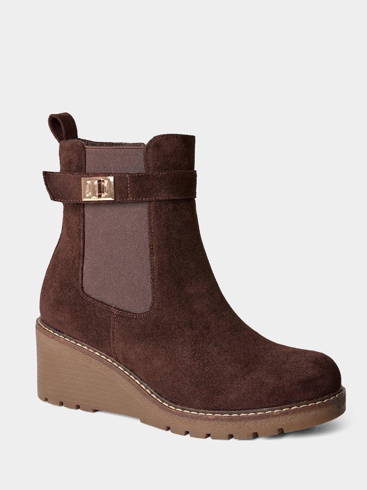 Joe Browns Brown Willow Cosy Wedge Ankle Boots - Image 2 of 6