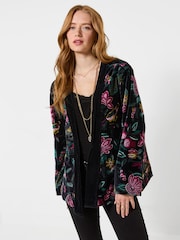Joe Browns Black In The Bloom Velvet Kimono - Image 1 of 6