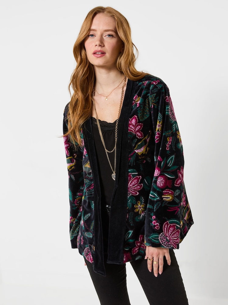 Joe Browns Black In The Bloom Velvet Kimono - Image 1 of 6 Joe Browns Black In The Bloom Velvet Kimono - Image 1 of 6