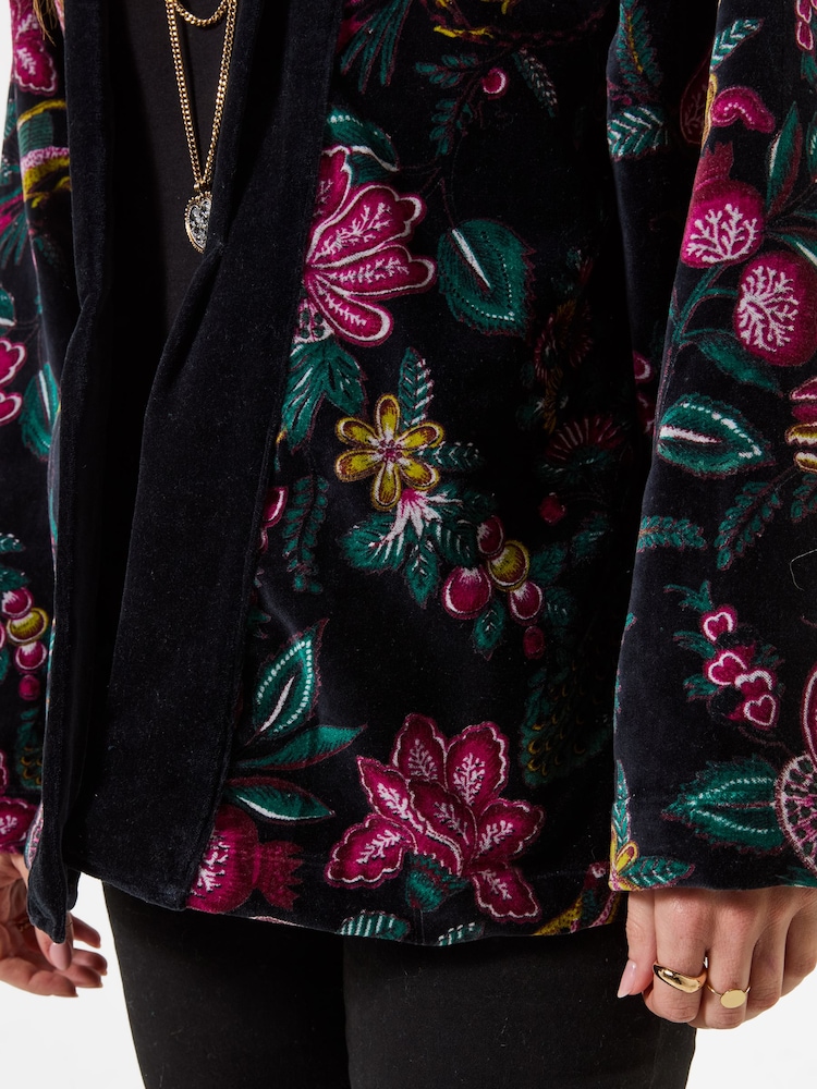 Joe Browns Black In The Bloom Velvet Kimono - Image 2 of 6 Joe Browns Black In The Bloom Velvet Kimono - Image 2 of 6