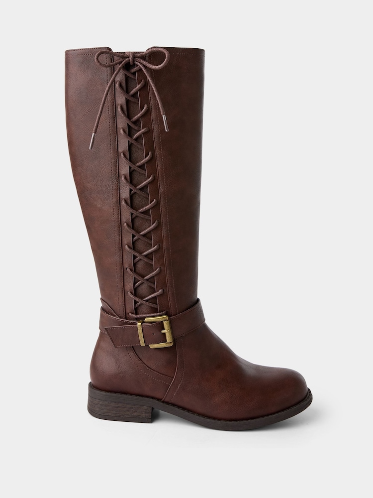 Joe Browns Brown Laces Up Knee High Boots - Image 2 of 8 Joe Browns Brown Laces Up Knee High Boots - Image 2 of 8