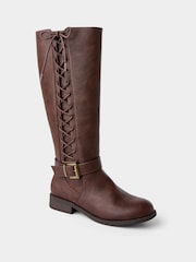 Joe Browns Brown Laces Up Knee High Boots - Image 3 of 8