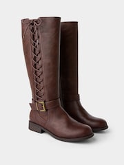 Joe Browns Brown Laces Up Knee High Boots - Image 4 of 8