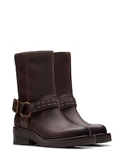 Clarks Walnut Leather Rebelle Up Boots - Image 3 of 6