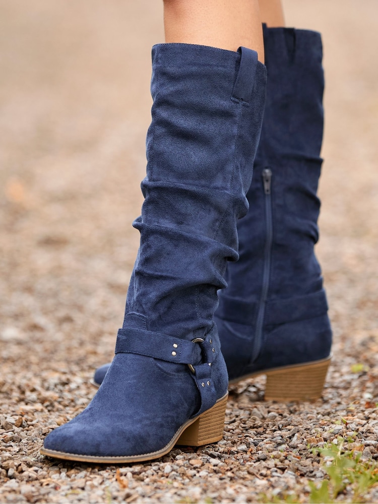 Joe Browns Blue Woodlands Way Knee High Boots - Image 1 of 8 Joe Browns Blue Woodlands Way Knee High Boots - Image 1 of 8