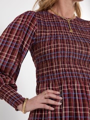 Joe Browns Red Matilda Checked Blouse With Sheered Body And Balloon Sleeve - Image 6 of 7