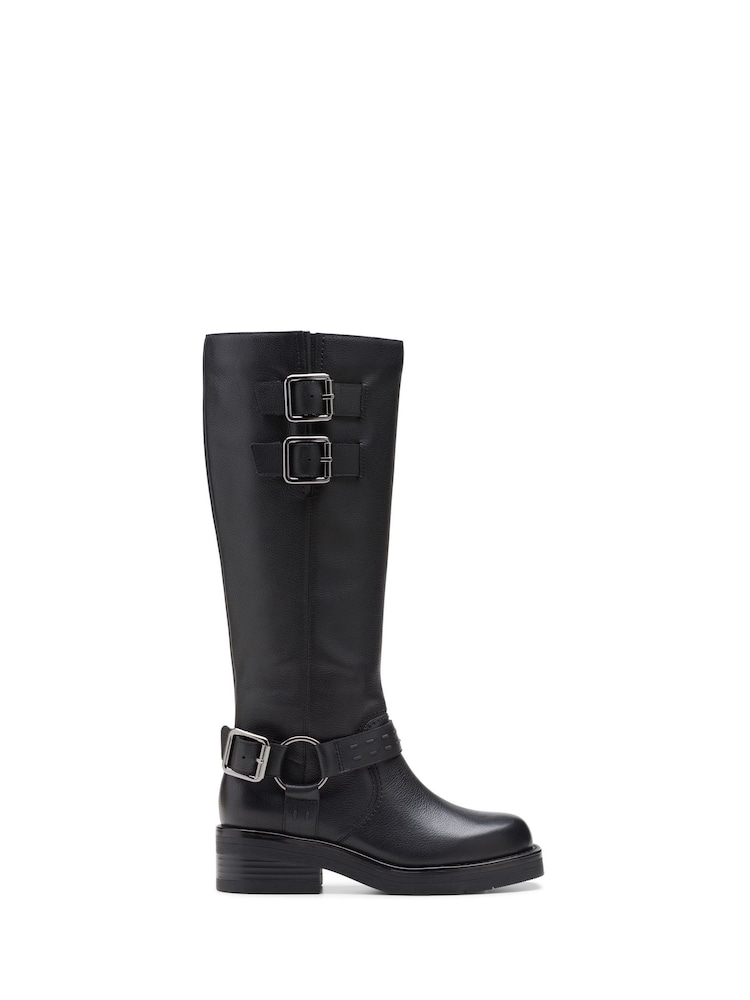 Clarks Black Leather Rebelle Long Boots - Image 1 of 7
