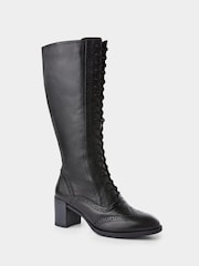 Joe Browns Black Stand Out Tall Leather Lace Up Knee High Boots - Image 3 of 8