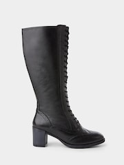 Joe Browns Black Stand Out Tall Leather Lace Up Knee High Boots - Image 4 of 8