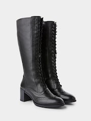 Joe Browns Black Stand Out Tall Leather Lace Up Knee High Boots - Image 5 of 8