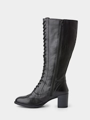 Joe Browns Black Stand Out Tall Leather Lace Up Knee High Boots - Image 8 of 8