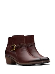 Clarks Brown Standard Fit (F) British Neva Western Buckle Boots - Image 4 of 7