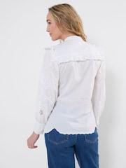 Joe Browns White Beautiful Embroidered Button Through Blouse With Frill Detail - Image 4 of 7