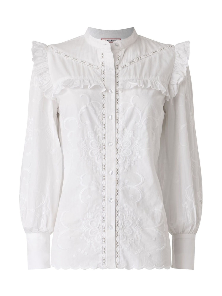 Joe Browns White Beautiful Embroidered Button Through Blouse With Frill Detail - Image 7 of 7 Joe Browns White Beautiful Embroidered Button Through Blouse With Frill Detail - Image 7 of 7