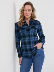 Joe Browns Blue Anastasia Checked Flannel Shirt - Image 2 of 5
