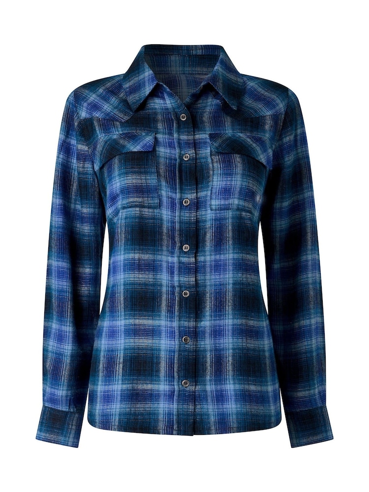 Joe Browns Blue Anastasia Checked Flannel Shirt - Image 5 of 5
