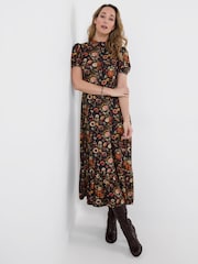 Joe Browns Black Autumn Florals High Neck Jersey Maxi Dress - Image 3 of 5