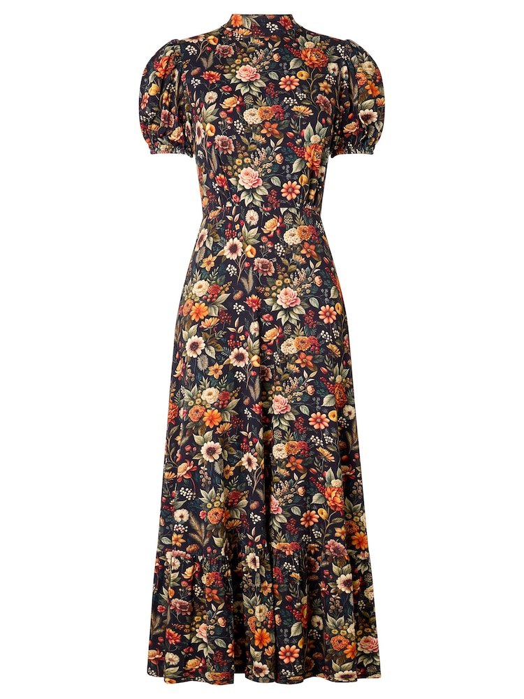 Joe Browns Black Autumn Florals High Neck Jersey Maxi Dress - Image 5 of 5