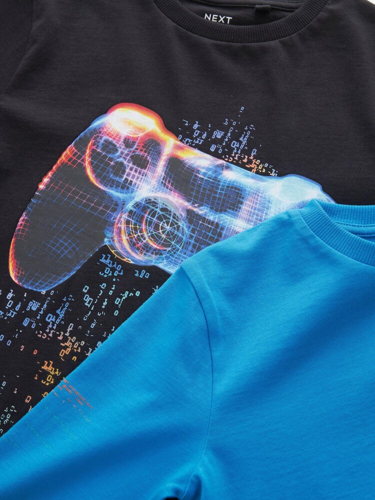 Black/Blue Gaming Long Sleeve Graphic T-Shirts 2 Pack (3-16yrs) - Image 5 of 5