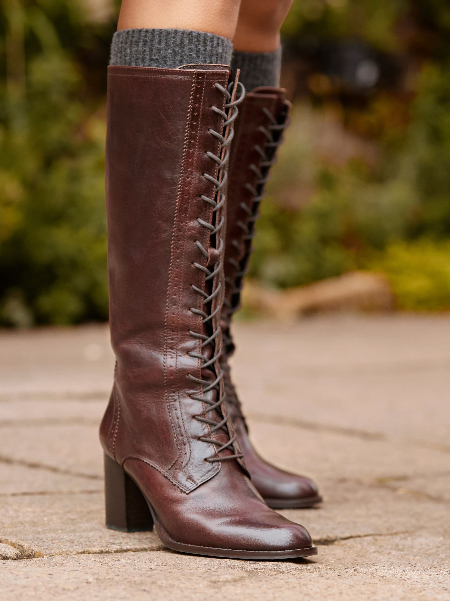 Joe Browns Women's Brown Joe S Joe S Stand Back Tall Leather Lace Up Knee High Boots - Image 1