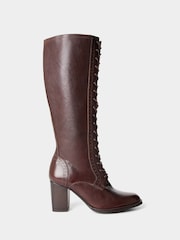 Joe Browns Brown Stand Back Tall Leather Lace Up Knee High Boots - Image 3 of 8