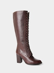 Joe Browns Brown Stand Back Tall Leather Lace Up Knee High Boots - Image 5 of 8