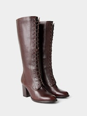 Joe Browns Brown Stand Back Tall Leather Lace Up Knee High Boots - Image 6 of 8
