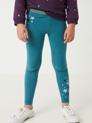 FatFace Green Star Print Leggings - Image 1 of 1