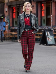 Joe Browns Red Checked Straight Leg Trousers - Image 1 of 7