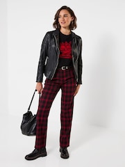 Joe Browns Red Checked Straight Leg Trousers - Image 4 of 7