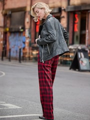 Joe Browns Red Checked Straight Leg Trousers - Image 5 of 7
