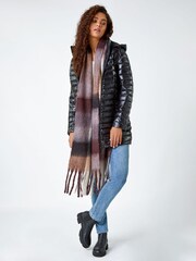 Roman Black Longline Padded Coat with Hood - Image 3 of 5
