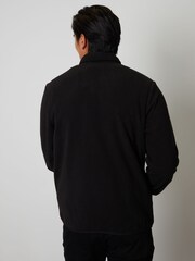 Threadbare Black Zip Up Quilted Fleece Jacket - Image 2 of 5