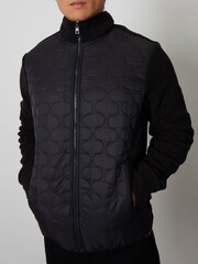 Threadbare Black Zip Up Quilted Fleece Jacket - Image 4 of 5