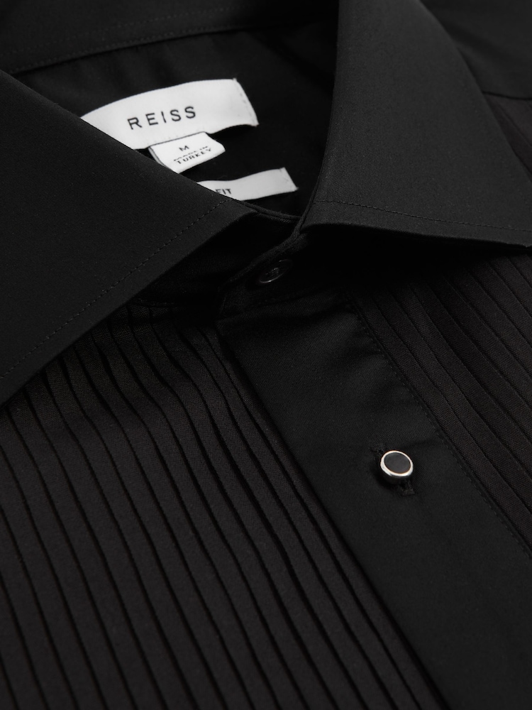 Reiss Black Marcel Reg Slim Fit Cotton Dinner Shirt - Image 6 of 7