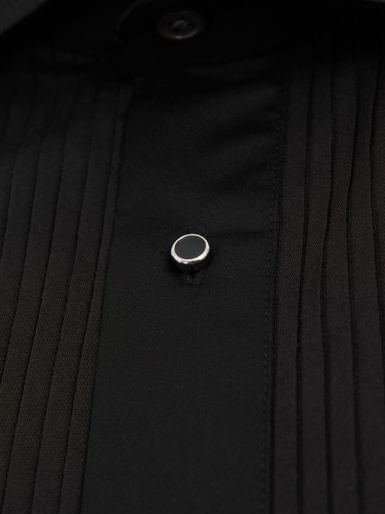 Reiss Black Marcel Slim Fit Slim Fit Cotton Marcella Tuxedo Shirt - Image 7 of 7