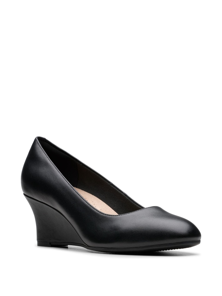 Clarks Black Wide Fit (E) Leather Olivette Pearl Shoes - Image 7 of 7