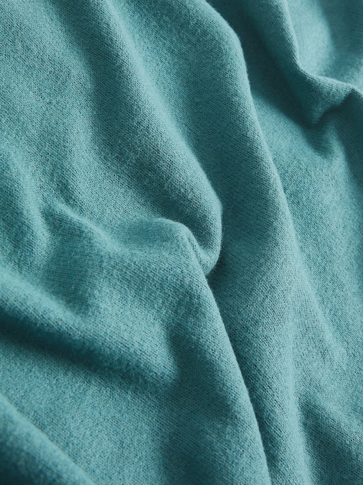Teal Blue Cosy Lightweight Soft Touch Longline V-Neck Jumper Top - Image 5 of 5