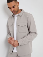 Threadbare Ecru Luxe Button Through Twill Shacket - Image 1 of 4