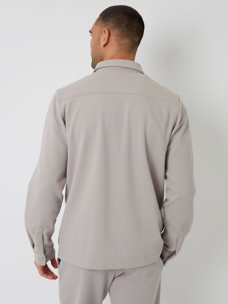 Threadbare Ecru Luxe Button Through Twill Shacket - Image 2 of 4